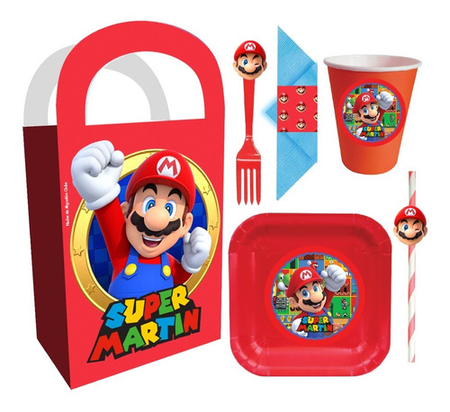 Cotillón Mario Bros Cumpleaños Personalizado Niños