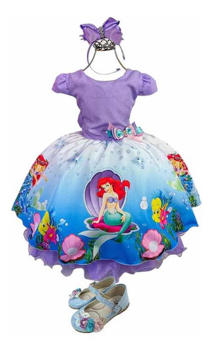 Combo Vestido Infantil Temático Con Zapatos Y Accesorios 