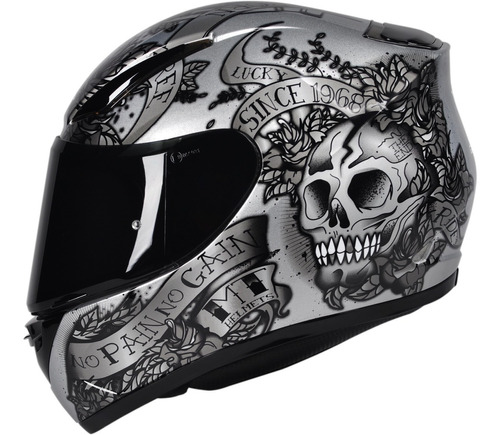 Capacete Mt Revenge Skull Caveira Silver - Sharp 5 Estrelas