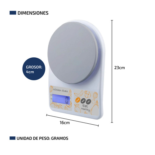 Imagen 2 de 10 de Balanza Electronica Digital Cocina 10 Kilos Alta Precisión Capacidad máxima 10 kg Color Gris