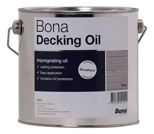 Bona Decking Oil Gris 2,5l - Protección Exterior Gris Mate