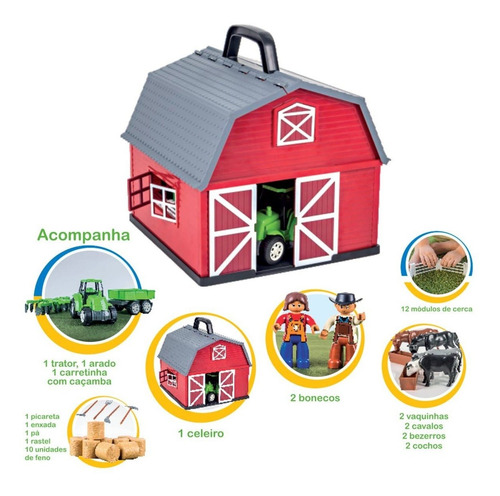 Imagem 4 de 4 de Brinquedo Infantil A Fazendinha Tipo Maleta Poliplac