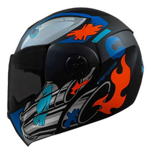 Casco De Moto Ich 3110 Turbo Fury Negro Azul Abatible