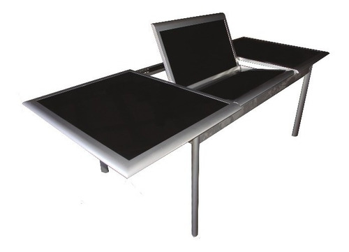 Mesa Continental Extensible 160/240 Aluminio Y Vidrio Negro