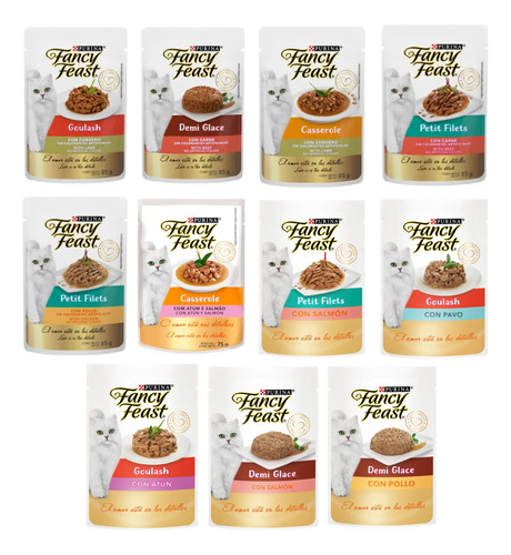 6 Sobres Fancy Feast Para Gato Sabores Surtidos