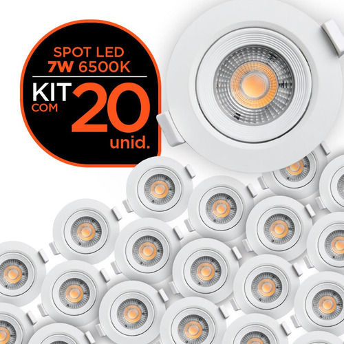 Kit 20 Spot Led 7w Branca Redondo - Black + Decker
