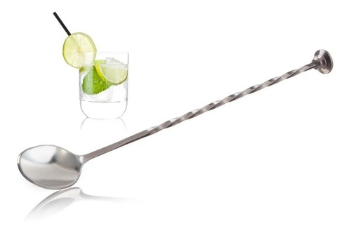 Cuchara Coctel Barman 28 Cm Torneada Punta Plana