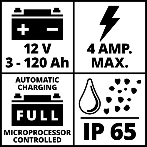 Imagen 6 de 9 de Cargador De Bateria 12v 4 Amp De Autos Motos Ce-bc Einhell