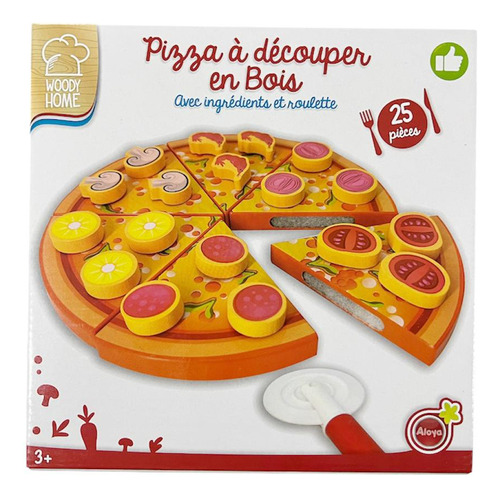 Pizza De Madera Para Armar Y Cortar Juguete Didáctico Infantil 25 Piezas Con Ingredientes Desmontables Con Velcro Juego Educativo Sensorial Cocina Creativa Motricidad Fina
