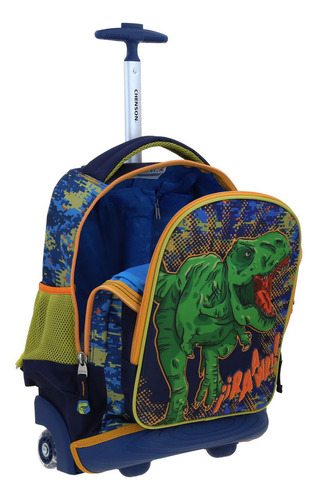 Mochila Grande Con Ruedas Y Luces Led Chenson Dinosaurio T-rex Korav