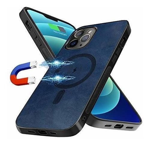 Funda Para iPhone 12 Pro Max Magnetica Diseño De Piel Azul