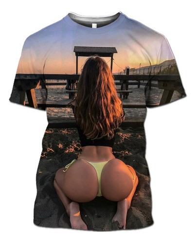 Lou Camisetas Con Estampado 3d De Bikini De Playa Sexy