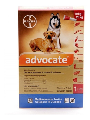 Advocate Perros Pipeta Pulgas Acaros Sarna 10-25kg