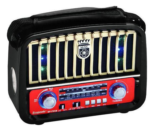 Radio Retro Recarregável Bt/usb/ Sd/ Ep-f95b 127/220V Dourado