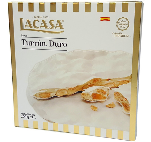 Imagen 1 de 1 de Turron Torta Español Lacasa Alicante Duro De Almendras 200gr