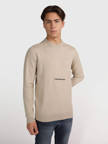 Suéter Esencial Calvin Klein Jeans Con Logo Hombre Beige