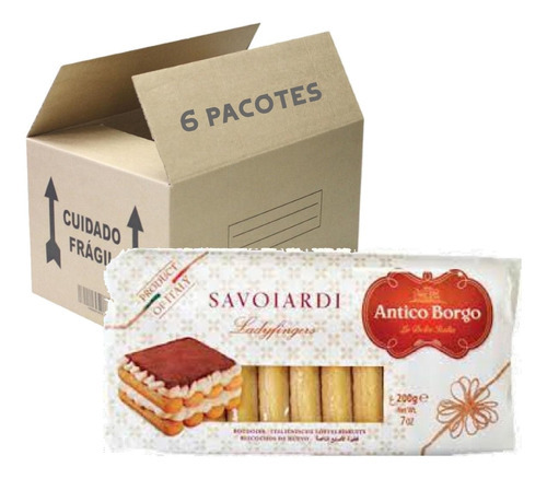 6x Biscoito Champagne Italiano Savoiardi Antico Borgo 200g