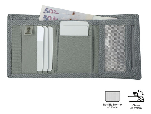 Totto Cartera De Hombre | Con Cierre De Velcro Bacalao Gris Liso