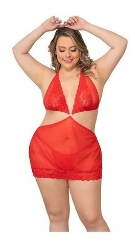 Babydoll Encaje Lenceria Con Panty Mujer Curvy