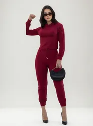 Conjunto Feminino Moletinho Manga Longa Cintura Media