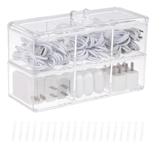Juego De Cajas De Plástico Para Organizar Cables Con Tapa Y 