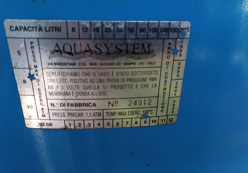 Tanque Hidroneumatico Aquasystem Italia 200 Litros Vertical