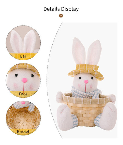 Decoración De Conejo De Pascua Con Cesta De Almacenamiento