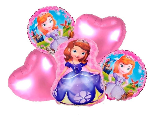 Set X5 Sofia Princesas Rapunzel Globos Metalizado Fiesta