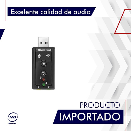 Imagen 2 de 10 de Placa Sonido Usb Audio Externa 7.1 Pc Tarjeta Sonido Con Mic