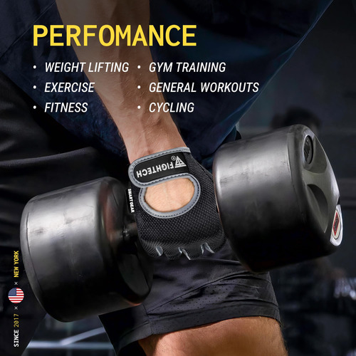 Guantes De Entrenamiento Fightech Sin Dedos Para Gym Y Fitne Negro /gris Diseño De La Tela Talle