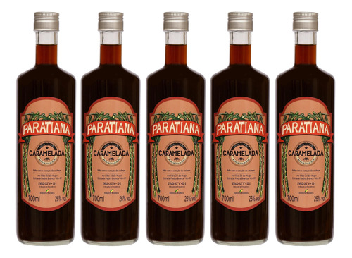 Kit 5 Cachaça Caramelada Paratiana 700 Ml