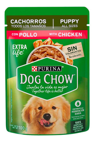 Purina Dog Chow Pollo Alimento Húmedo Cachorros Sobre De 100g