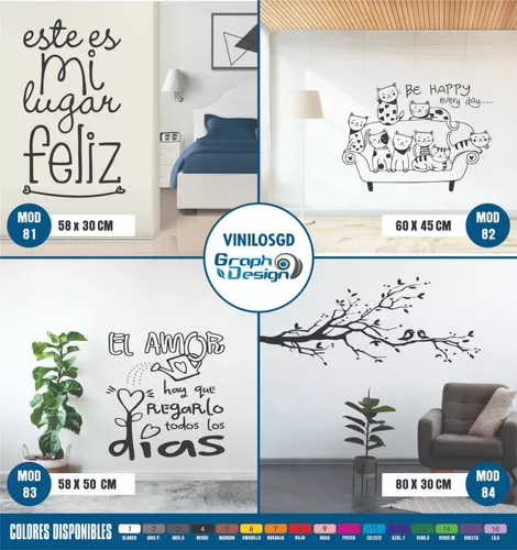 Vinilos decorativos textos y frases be happy