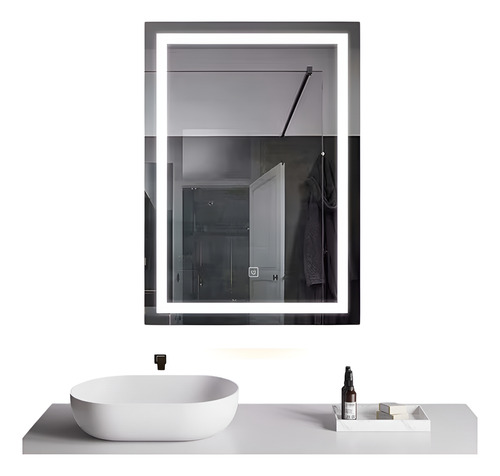 Espelho Led 4mm Banheiro Dual Touch C/ Desembaçador 80x60 Cm