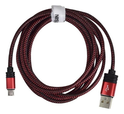 Cable Micro Usb De 1,8m De 2.4a Con Malla De Tela Nscatemi2 Color Rojo