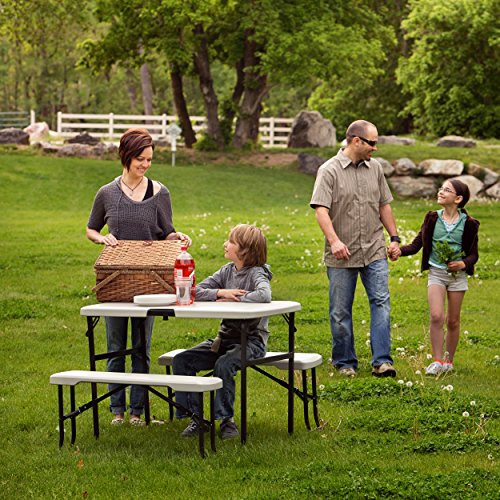 Mesa Y Banco Plegable Portátil Para Picnic, Color Almendra.
