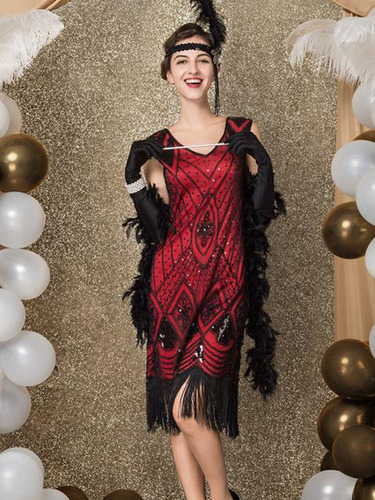 25 Disfraz De Flapper Para Mujer De Los Años 20 Con Cuello