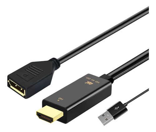 Acbbk Adaptador Hdmi Displayport 4k 60hz Macho Dp Hembra Pc