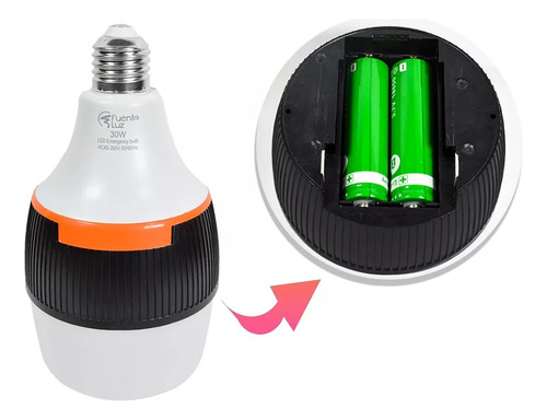 Foco Led Recargable 30w Entrada Normal E27 De Emergencia