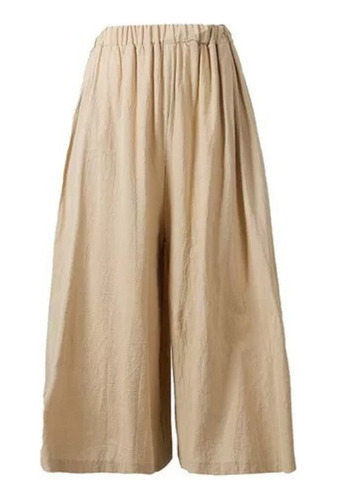 Pantalones Para Mujer Lino Casuales Moda Amplio En 3colores