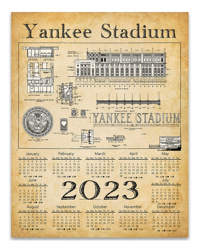 Calendar - Yankee Stadium Of New York Blueprints - 11x14 Un.