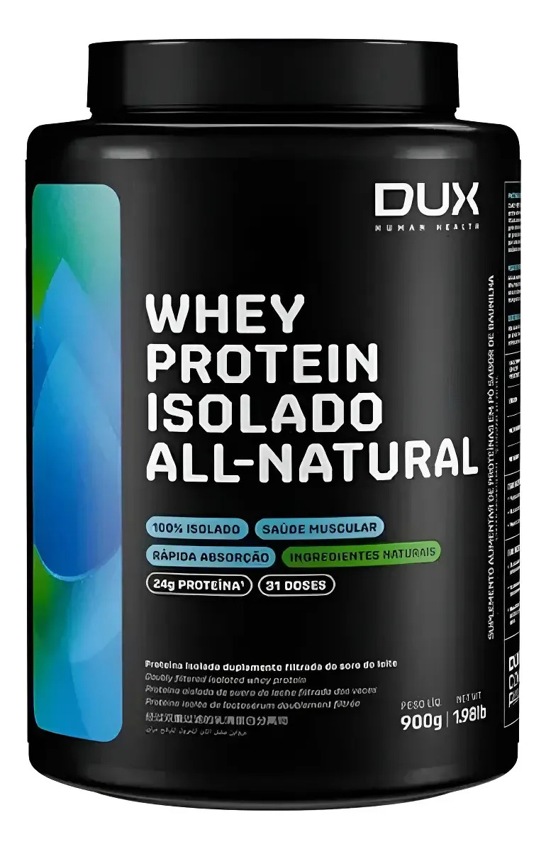 Whey Protein Isolado All Natural - 900g - Dux Nutrition Lab Sabor Baunilha