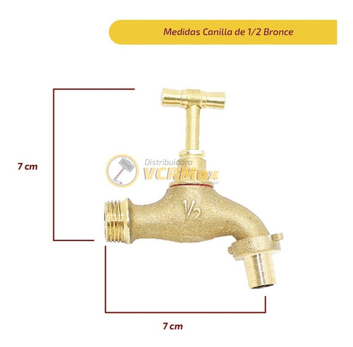 Imagen 7 de 10 de Canilla Para Manguera Y Riego Bronce 1/2 Pulgada