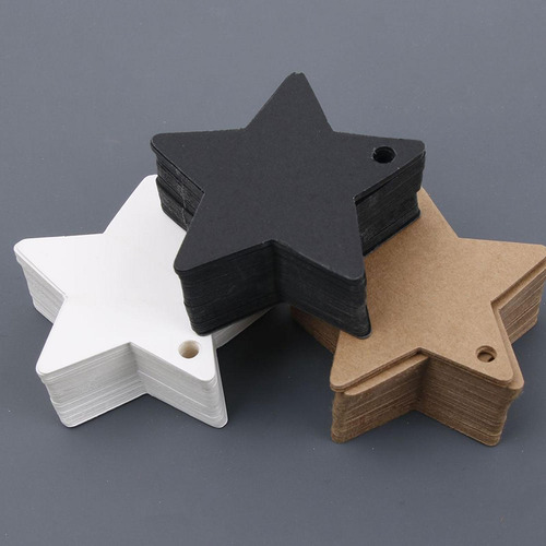 5 X 100x Etiquetas De Regalo En Forma De Estrella Negro