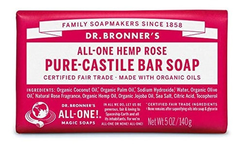 Barra Orgánica De Jabones Pure Castile De Dr. Bronner Rosa