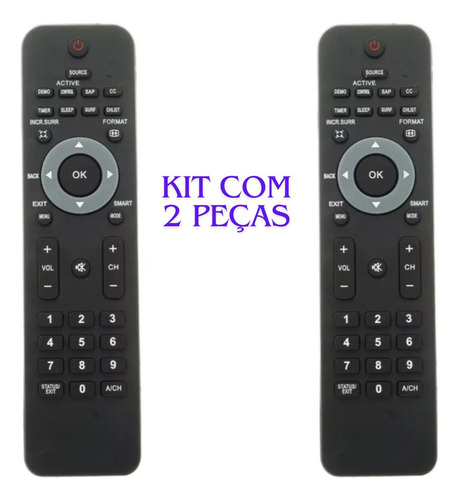 Kit 2 Controle Compatível Com Tv Philips 32 42pfl3403 5403