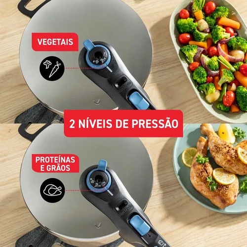 Panela De Pressão Rochedo Ppfe 8l Inox Circular 5 Sistemas Inox