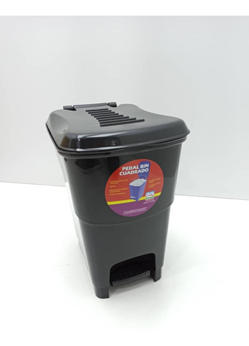 Imagen 2 de 3 de Papelera Tobo Basura Peda 16lt Negro C. Alfa Hogar 1596 Xavi
