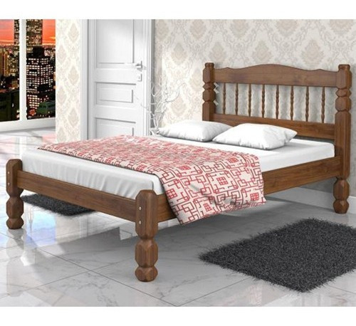 Cama Casal Palmo Madeira Maciça - Castanho