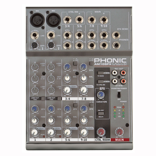 Phonic Am105fx Mixer 2 Entradas Xlr O Linea 4 Stereo Efectos